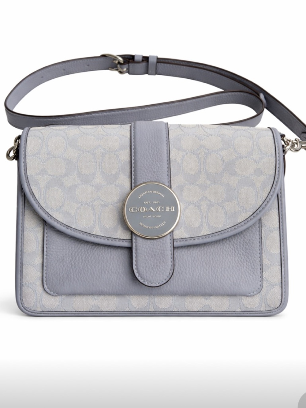 Coach Lonnie blue signature jacquard blue crossbody